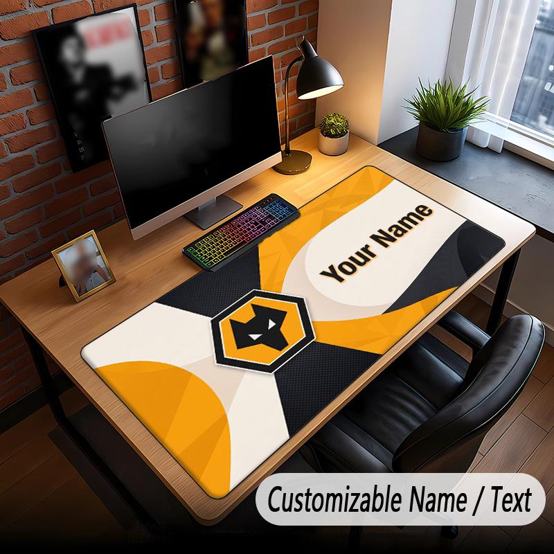 Large Mouse Pad Wolverhampton Wanderers Football Print Custom Name Text Desk Mat for Office Gaming