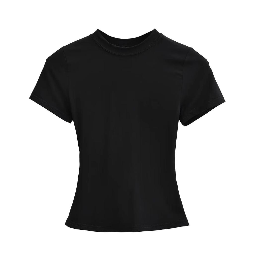 2024 American Women's Slim Fit Round Neck Short Sleeve Stretch T-Shirt