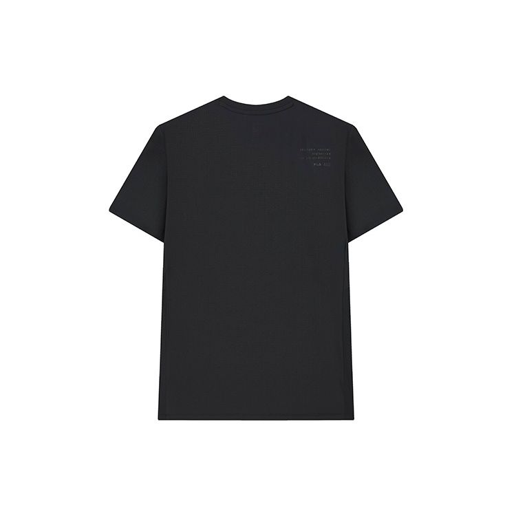 FILA Athletics Letter Logo Solid Color Round Neck Short Sleeve T-Shirt Men Tops Deep-Black A11M211104FBK