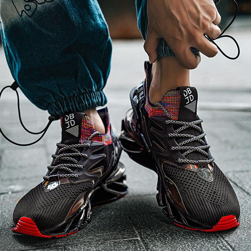 Trendy Blade Shoes Men's Running Shoes Non Slip Fashion Sneakers Breathable Mesh Athletic Training Shoes