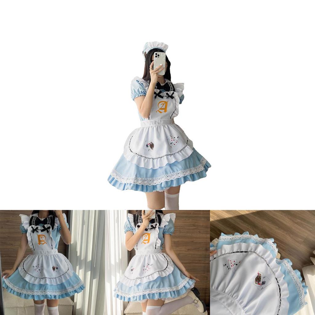 Elegant Polyester Alice In Wonderland Maid Cosplay Dress