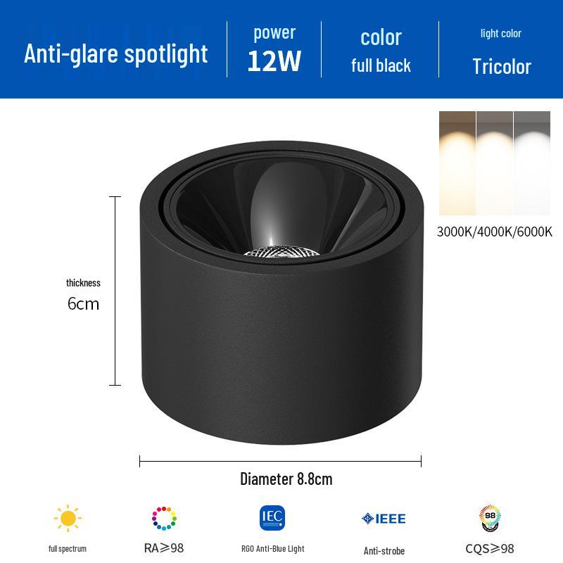 Ultra-Thin Adjustable Angle Anti-Glare Bullseye Spotlight for Living Room Ceiling