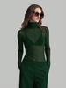 Women Solid Mesh Stand Collar Top Long Sleeve Slim Commute Wear Autumn Winter