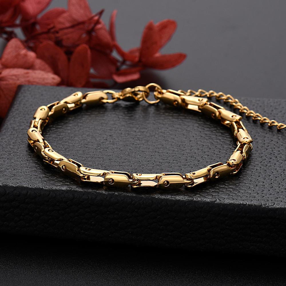 New charms y2k Solid Copper 18K Gold Filled unique Chain Bracelets for Men Women Wedding Party 18+5cm Anniversary gift