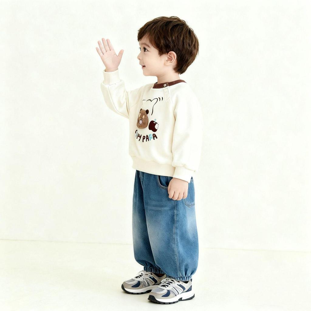 2025 Kids' Korean Style Winter Sweatshirt - Boys' Fashion Print & Girls' Cute Pullover