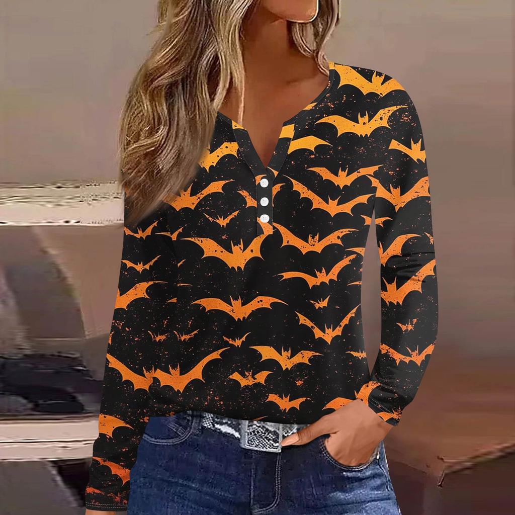 Women's T Shirt Tee Button Long Sleeve Daily Weekend Fashion Basic V- Neck Regular Top