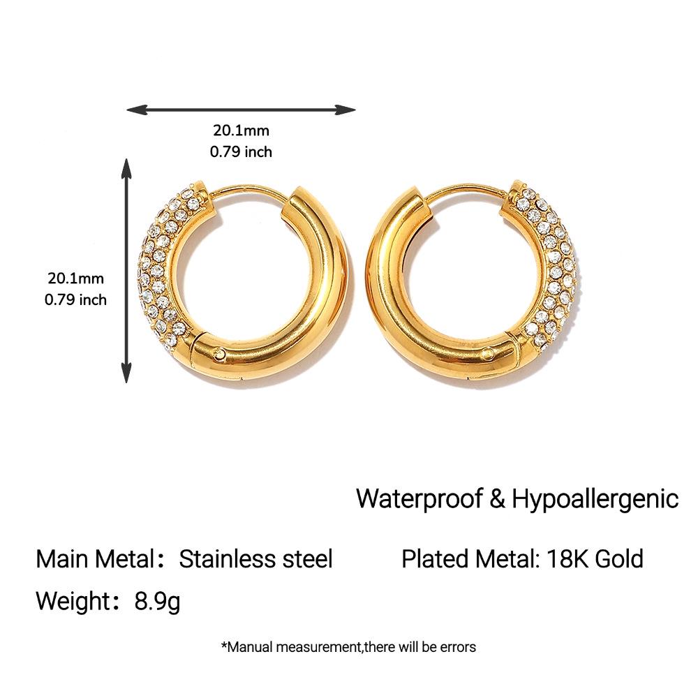 Yingtai 18k Gold-Plated Stainless Steel Retro Geometric Round Earrings for Women