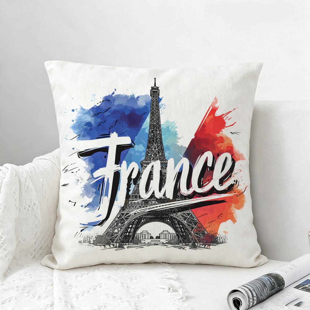 Flagge Frankreich Flagge Kissenbezug Natürliches Leinen Kissenbezug Set All-in-One Dekoration für Sofa Schlafzimmer Stuhl