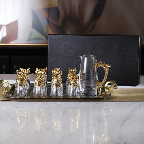Twelve Zodiac Liquor Wine Glass Set Household Small Wine Glasses Hip Flasks Chinese Imitation European Drinkware Exquisite Gift