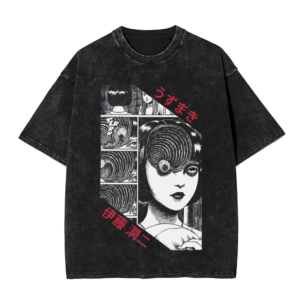Tomie Manga Graphic Tshirt Vintage Washed Oversized T Shirt Summer Breathable Cotton Soft Short Sleeved Tees Men Women Clothing