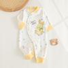 100% Cotton Baby Romper Long Sleeve Seamless Design Single Row Buttons Soft Class A Safety Newborn Bodysuit Simple Style