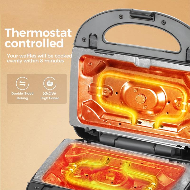 3-in-1 Non-stick Sandwich, Waffle, and Grill Maker with Detachable Plates