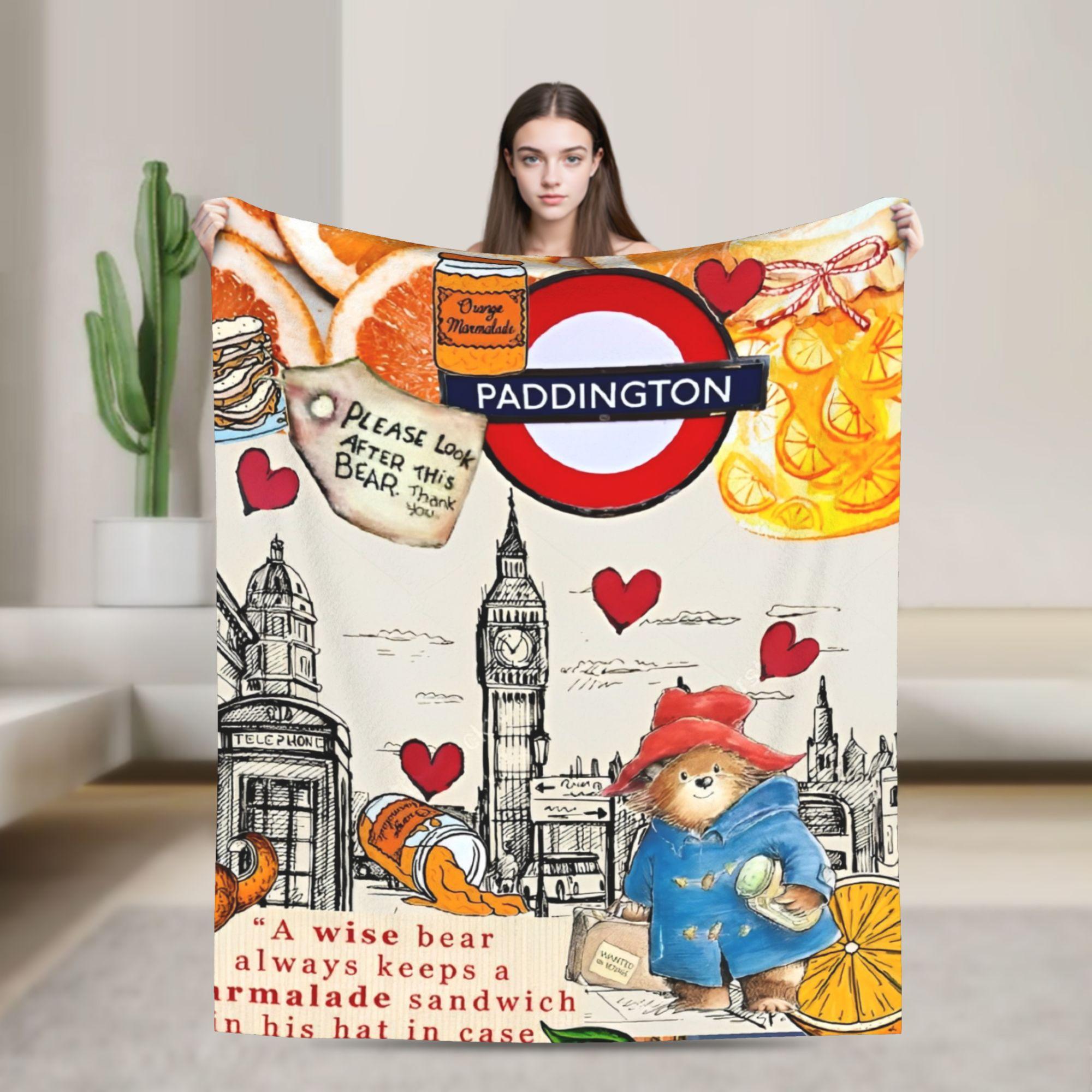 Britain Paddington Brown Bear Blanket Quality Warm Soft  Throw Blanket Winter Airplane Travel Living Room Comfortable Bedspread 75x90cm