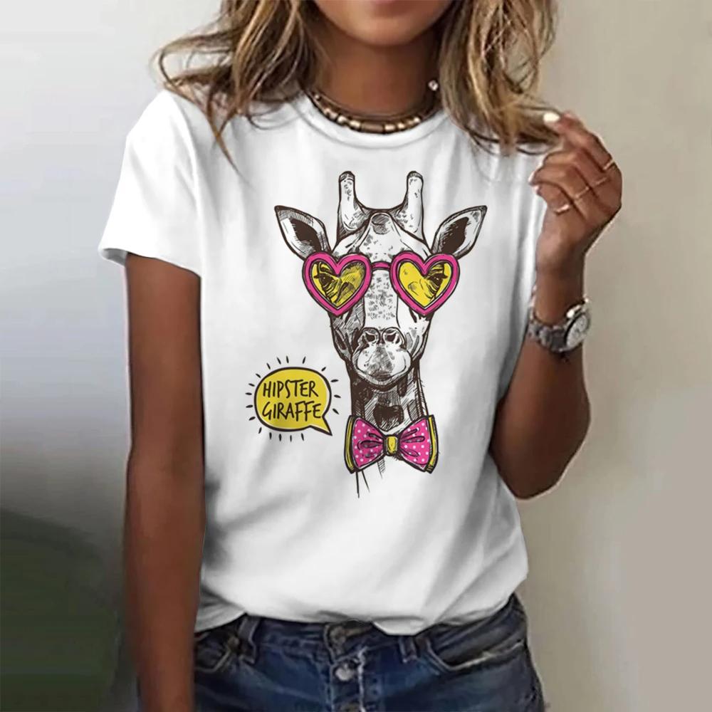 Summer women's 3D pink leopard print T-shirt fashion trend top T-shirt women's casual fashion