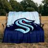 Seattle Kraken Logo Blanket Flannel Throw for Sofa, Indoor, Camping, Living Room, Office, Chair, And Bed Soft Birthday Gift