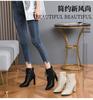 British lace-up pointed Martin boots new sexy French rivet thick heel high heels short boots women