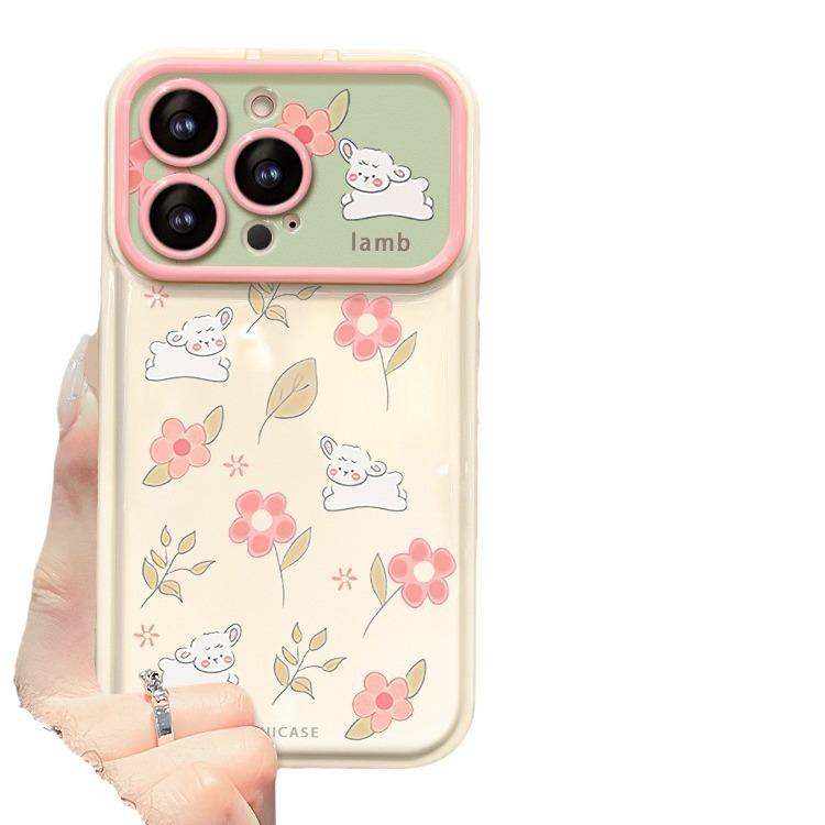 

Подходит для чехла для мобильного телефона Apple 15 IPhone 14 Милый ягненок цветок шнурок 13 откидное зеркало 12 силиконовый противоударный iPhone 6s Plus