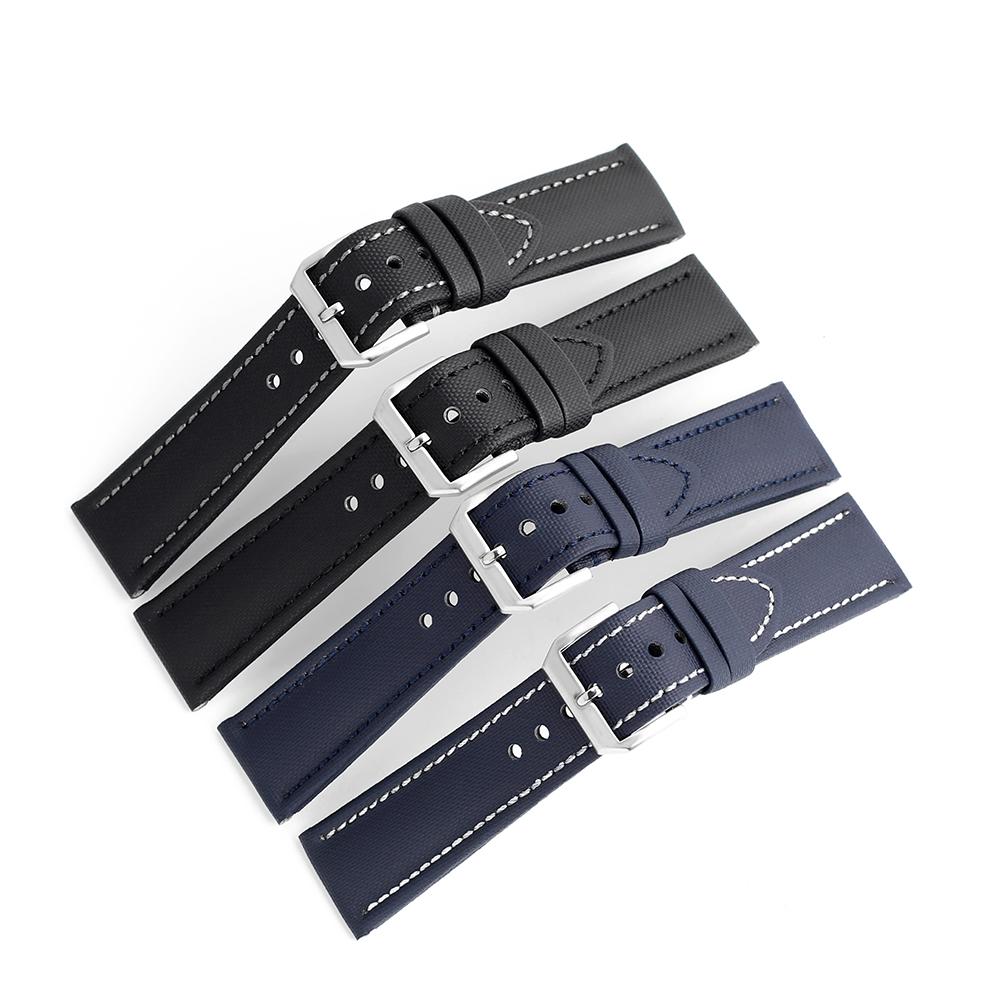 Watchband Cow Nylon Watch Strap for Waterproof Oxford Cloth Black Blue Men Leather Canvas Watch Band Bracelet Belt Metal Buckle 18-24mm