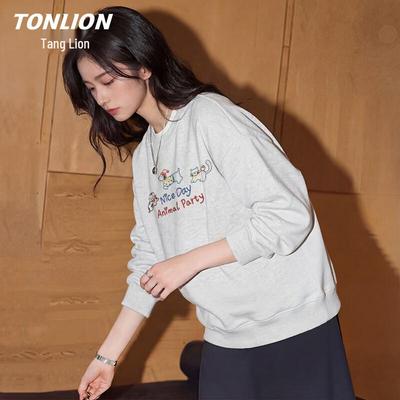 TonLion Women's Loose Korean Style Graphic Sweatshirt