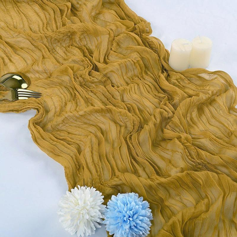 Beige Table Runner Gauze Cheesecloth Rustic Sheer Boho Wedding Decoration Tablecloth Baby Shower Christmas Birthday Party Decors
