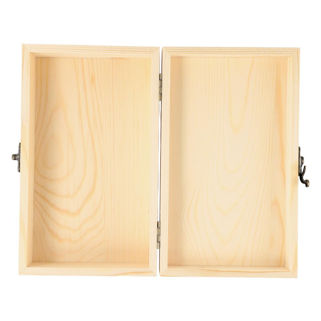 Handcrafted Pine Wood Jewelry Box with Locking Clasp and Hinged Lid for Desktop Organization of Small Accessories