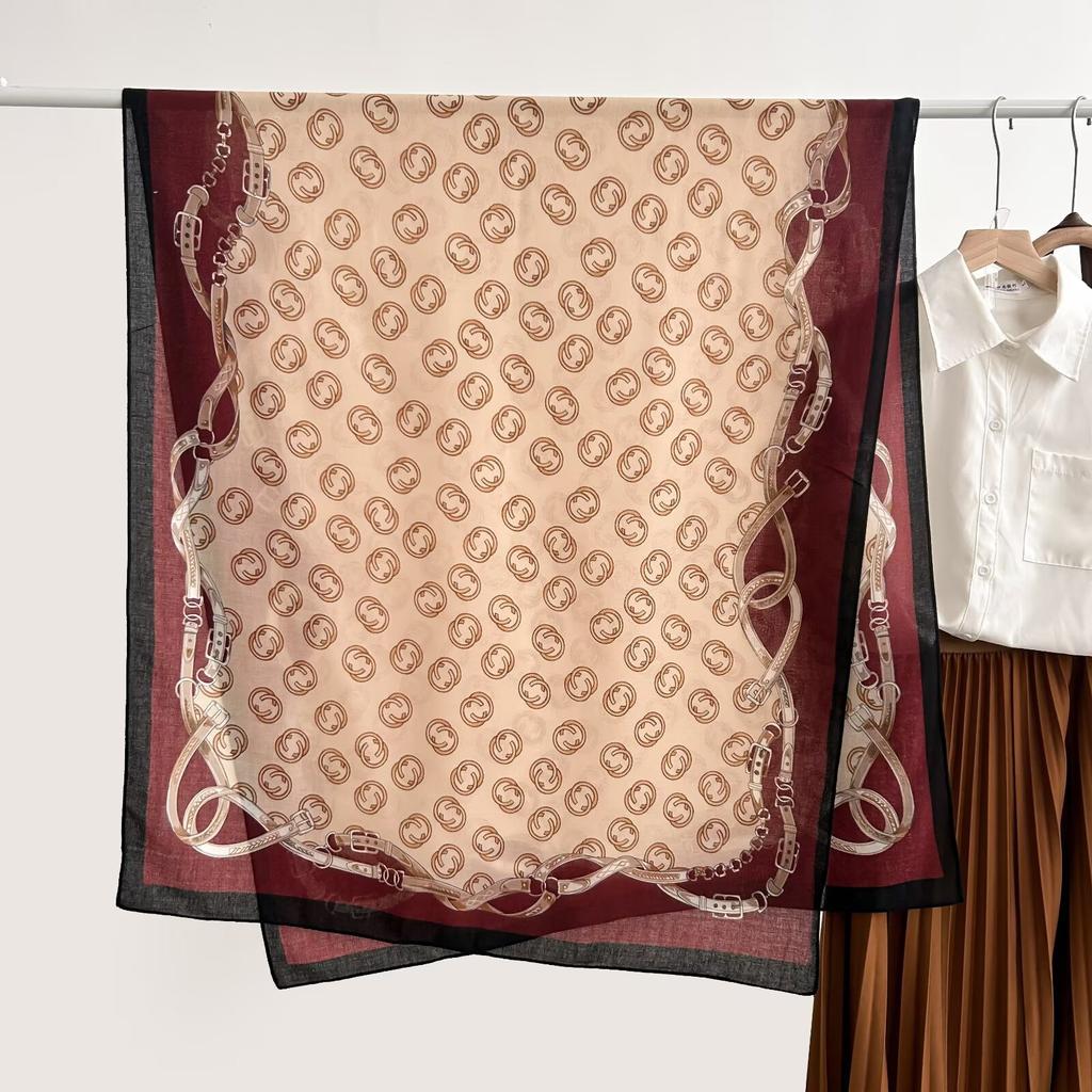 Thin Scarf Versatile Women's Scarf Shawl Imitation Cotton and Linen High-end French Silk Scarf Long Scarf Cross-border Special Supply