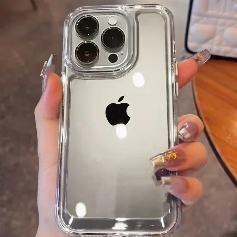 Klare Silikon-Handyhülle Für iPhone17 16  15 14 13 1211 Pro Max X XR XS 7 8 Plus SE Linsenschutzhülle Transparente Rückseite