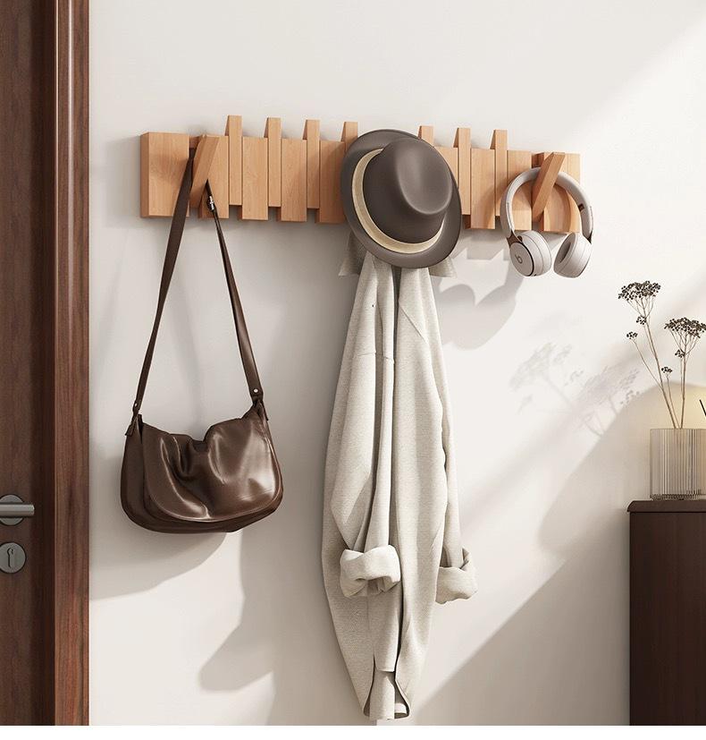 Solid Wood No-Drill Coat Hook & Wall Art for Entryway