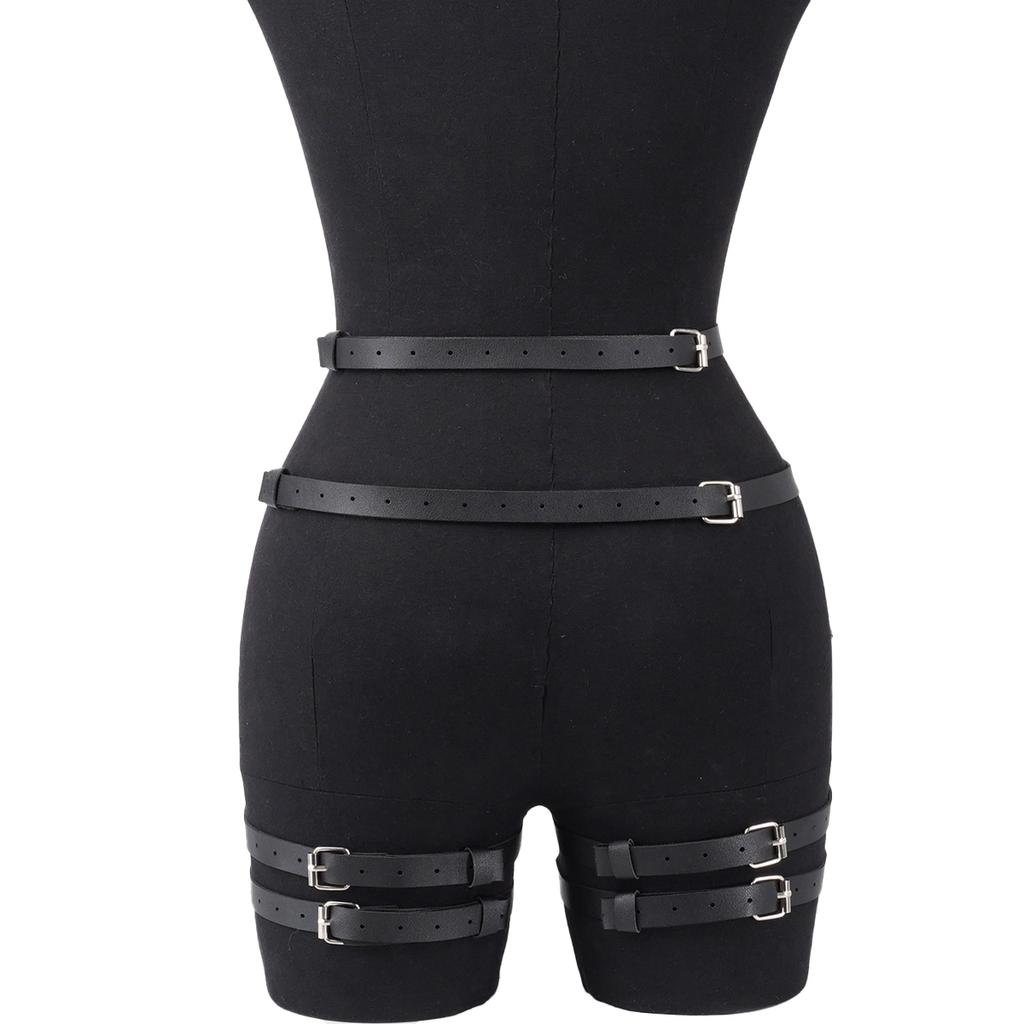 Pu Leather Leg Harnesses For Women Gothic Punk Women'S Leg Garter Harness Belt - Adjustable Pu Leather Body Waist Belt.