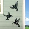 3 Pieces Metal Hummingbird Wall Art Decoration Hollow Out Iron Bird Sculpture Waterproof Wall Hanging Figurines for