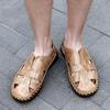 Men's Sandals New Summer Non-Slip Wear-Resistant Beach Leather Sandals Outdoor Casual Leather Driving Slippers