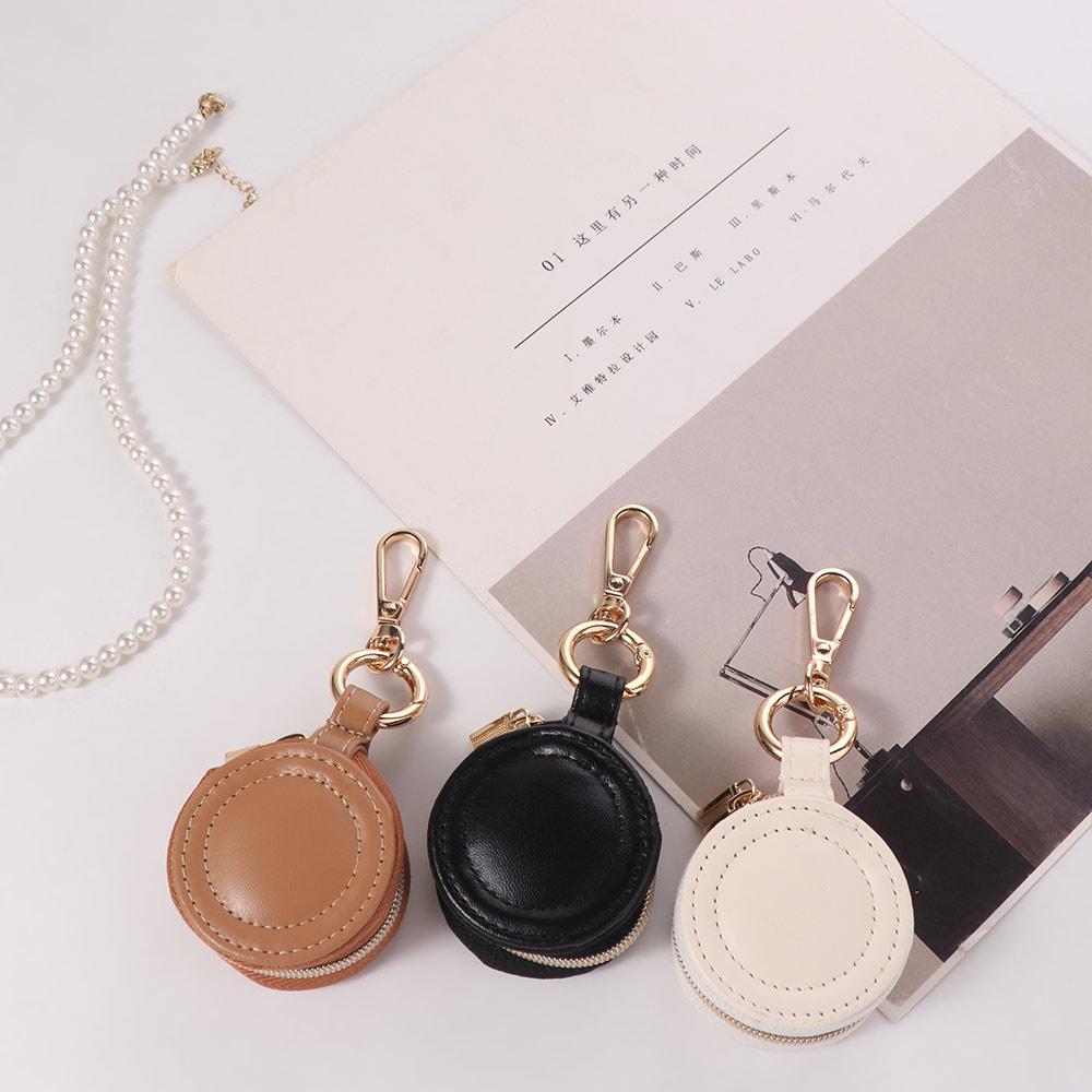 Round Portable Jewelry Storage Bag Necklace Ring Jewelry Box Storage Case With Keychain  Women