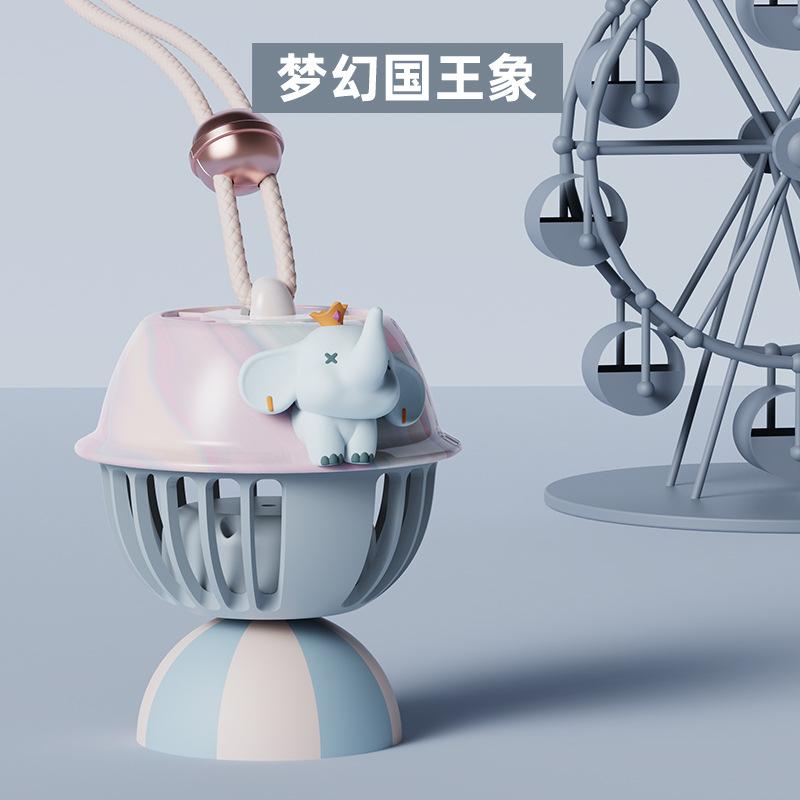 Mini fan Cartoon halterneck fan summer fun student usb charging handheld lazy portable bladeless small fan