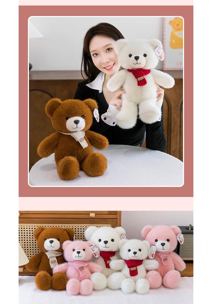 Little Bear Plush Winter Scarf - Cute Teddy Doll Gift for Kids' Birthdays