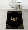 Black and Gold Greek Motif Rug Marble Pattern Carpet Anti-slip Floor Mat Suitable for Living Room Bedroom and Home Decoration