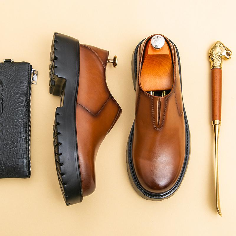 

Мода Размер 38-46 Мужские деловые лоферы Мужские повседневные на толстой подошве Удобные Модные увеличивающие рост Кожаные туфли Социальная обувь Мужская 46 коричневый