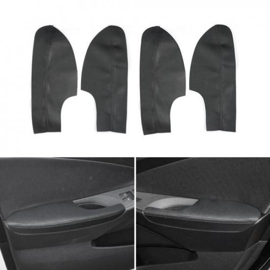 4pcs Door Armrest Panel Black Leather Cover For Hyundai Sonata 8th 2011-2014