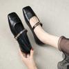 Französische Damen-Ballerinas mit Ein-Wort-Schnalle, Frühling und Herbst 2025 neu, Kette, flacher Ausschnitt, eckige Spitze, Retro Mary Jane Damenschuhe