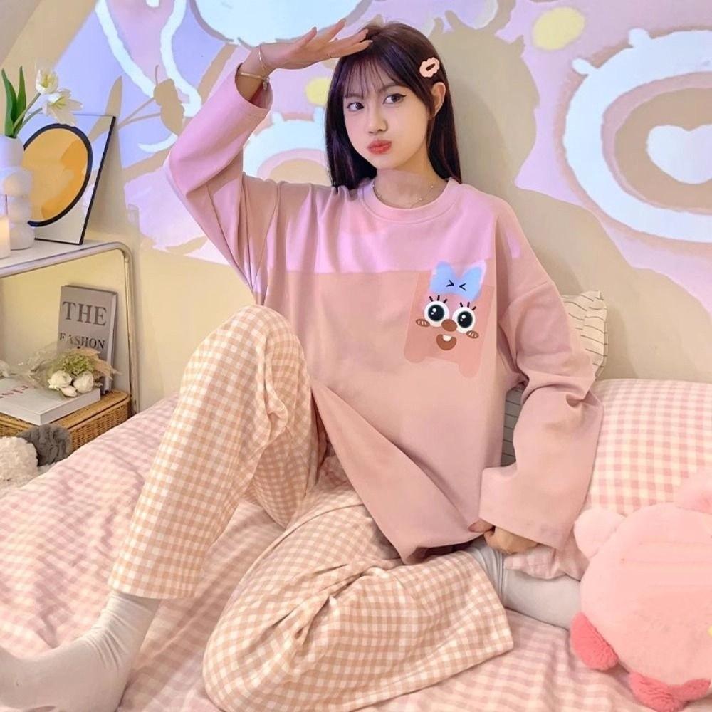 Loose Fit Maternity Pajamas Long-Sleeved Pajama Suit Sweet Homewear Suit  Autumn Season