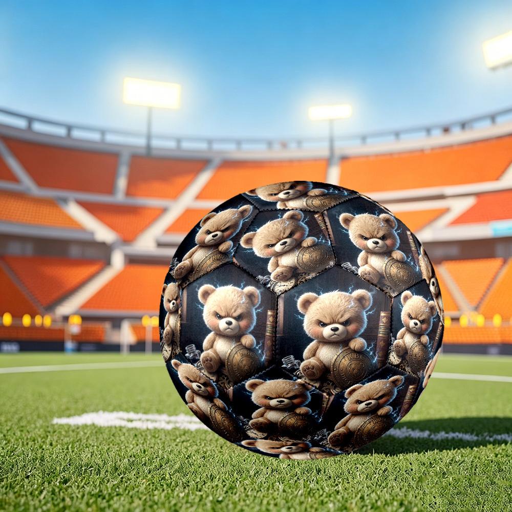 1pc Teddy Bear Power Size 5 Soccer Ball Professional Match Training Football Indoor &Outdoor Sports Ball Training Ball Lightweight Durable y42