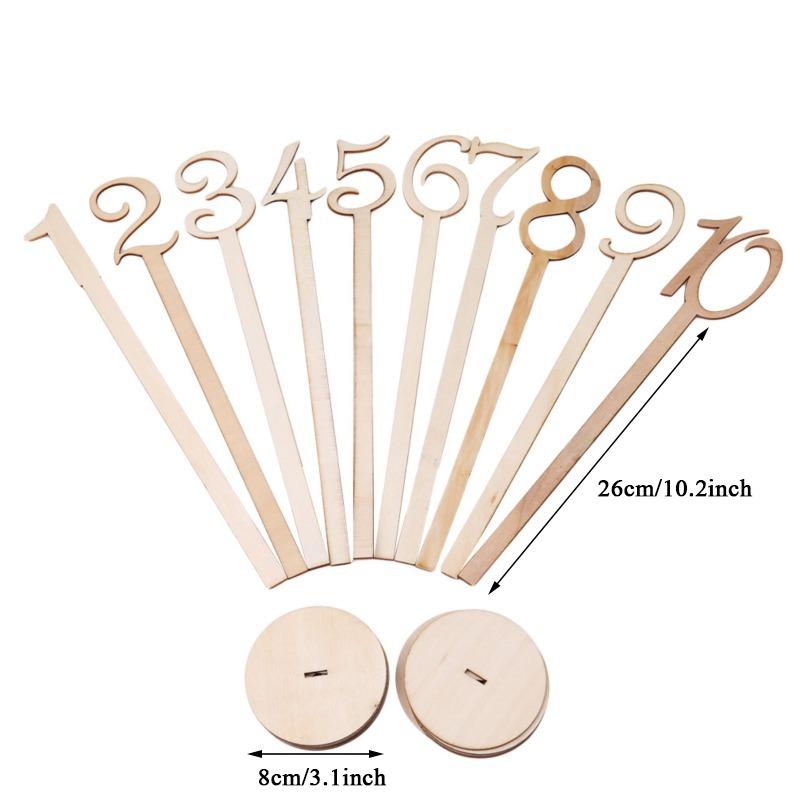 10pcs/pack Hot Style Wooden Wedding Supplies Wedding Place Holder Table Number Figure Card Digital Seat Decoration Birthday Tool