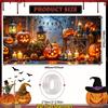 2D Flat Banner  1 Piece  Halloween Garage Banner  Cute Pumpkin Lantern Background Happy Party Decoration