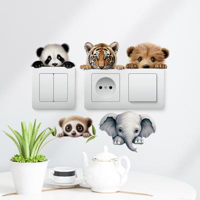 Wall Switch Sticker Cute Cartoon Pet Animal Design Self-adhesive Waterproof Removable Switch Decals