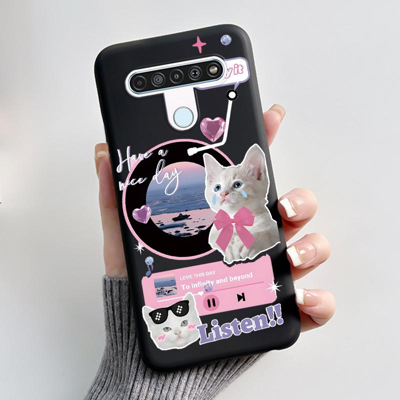 Cute Case For LG Q61 Capa For LG K61 Coque For LG Q70 Fundas Printing Shell Protective Cover Soft Silicone Cartoon Black Casing