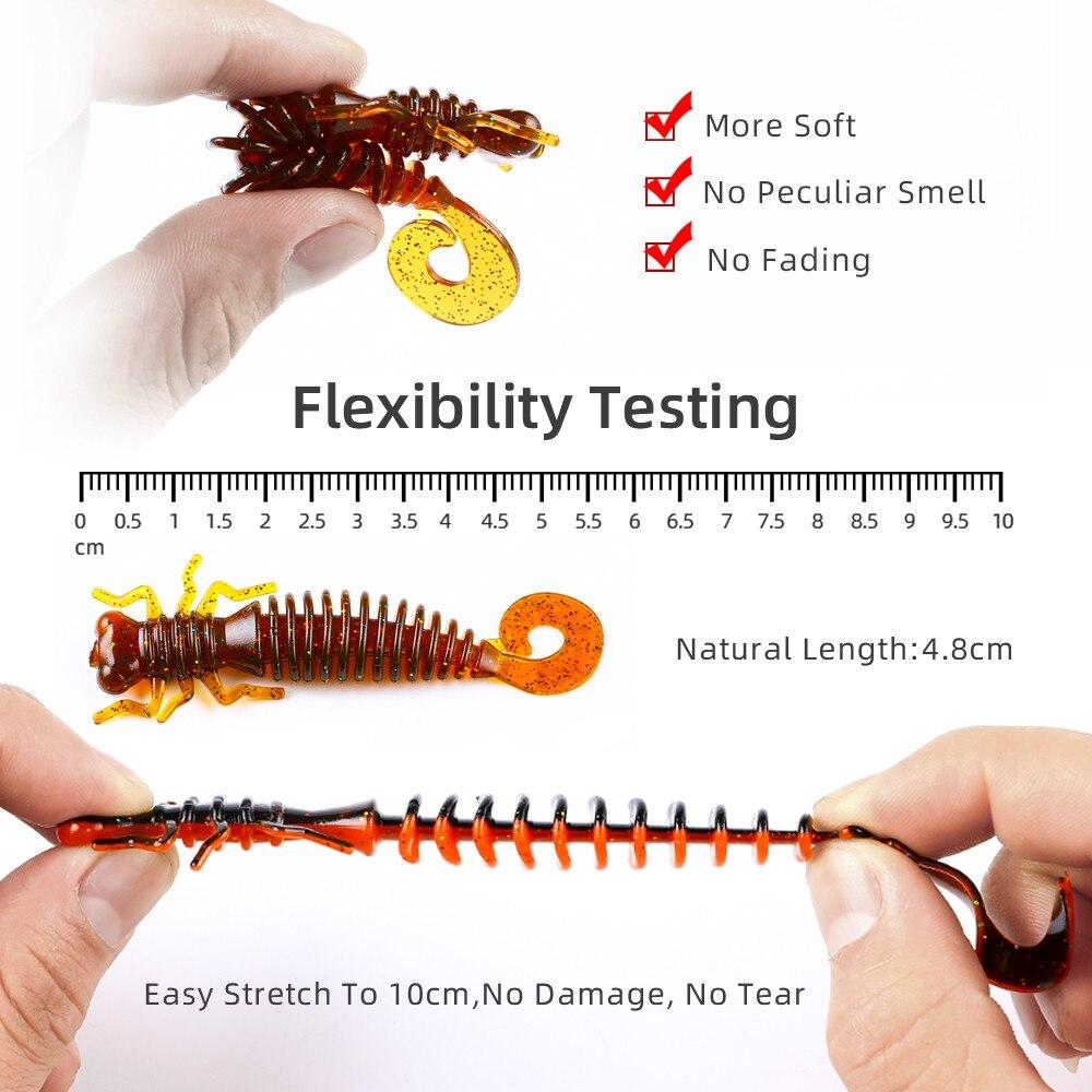 BEARKING Larva 4.8cm 0.94g 10pcs Artificial Soft Lures Fishing Worm Silicone Bass Pike Minnow Swimbait Jigging Plastic Baits