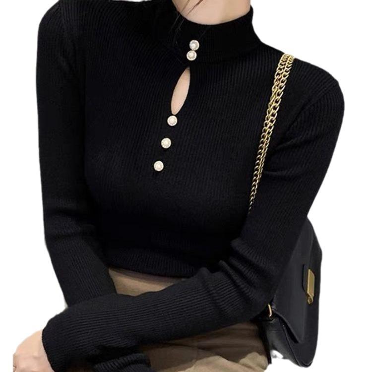 2025 Autumn New Women's Semi-turtleneck Knitted Sweater Women's Long-sleeved Fashion Soft Waxy Bottoming Sweater Top