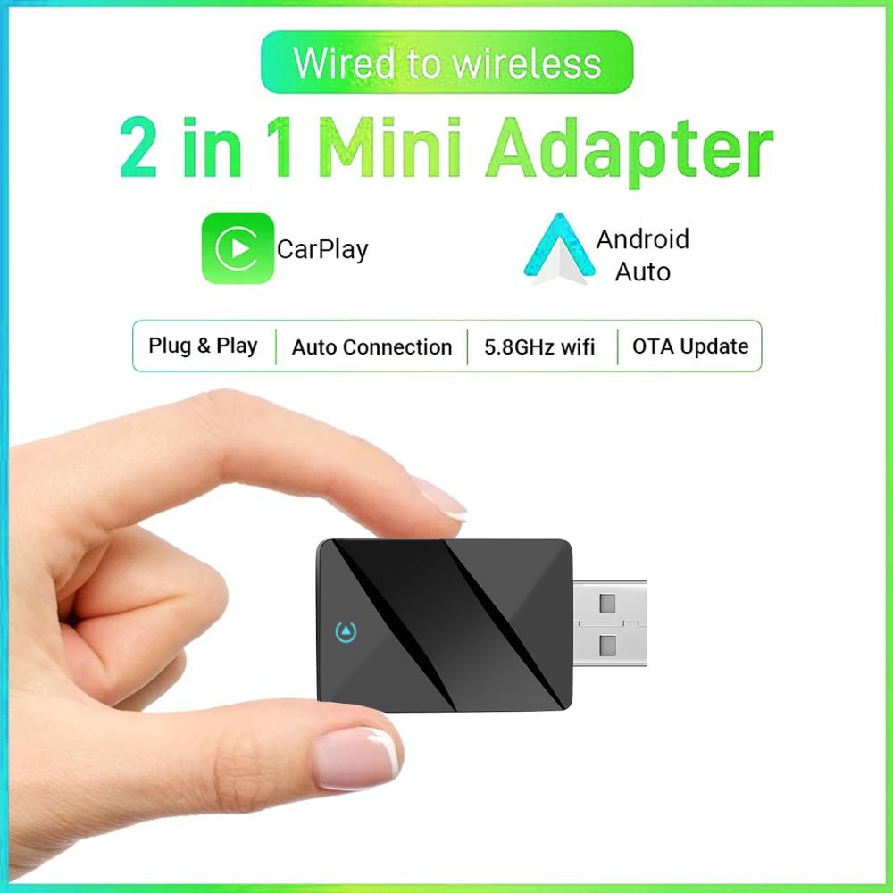 2 In 1 Wireless CarPlay Adapter Auto Smart Mini Box Plug and Play  for VW Toyota Honda Nissan for OEM Wired CarPlay Car Radio
