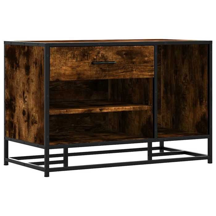 VidaXL Banc à chaussures chêne fumé bois d'ingénierie et métal, banc, banquette de couloir, siège de couloir, banc de 849226