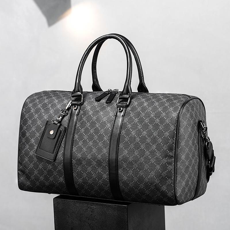 Travel Bags For Men And Women Large Capacity Tide Short Business Trip Travel Korean Version Plaid Handbag Shoulder Bag Tide