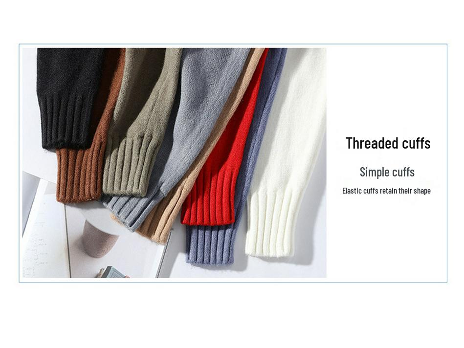 Men's High Neck Solid Color Sweater - Thick, Trendy, and Versatile Knitwear